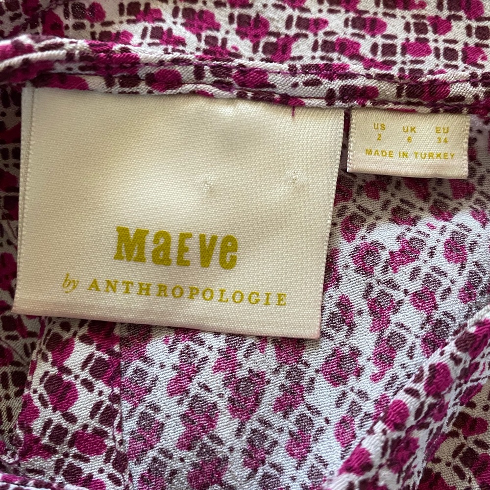 Maeve By Anthropologie Halter Neck Tank, Size 2, Pink/Burgundy/Cream - Picture 8 of 9
